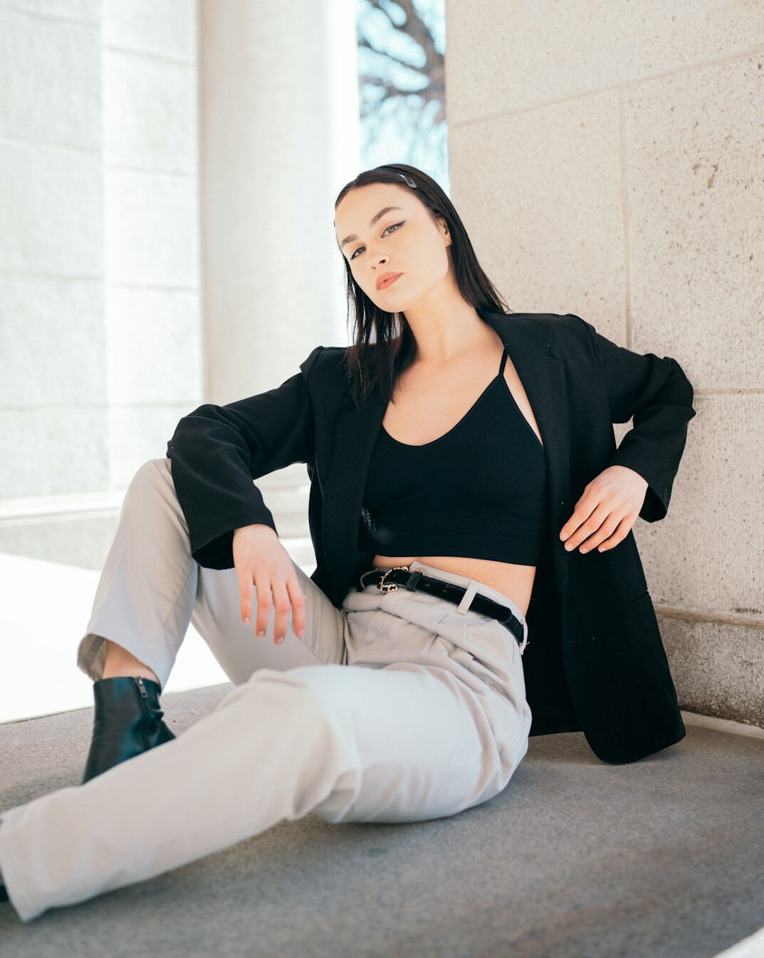 Studio portrait of a Croatian woman in business casual attire