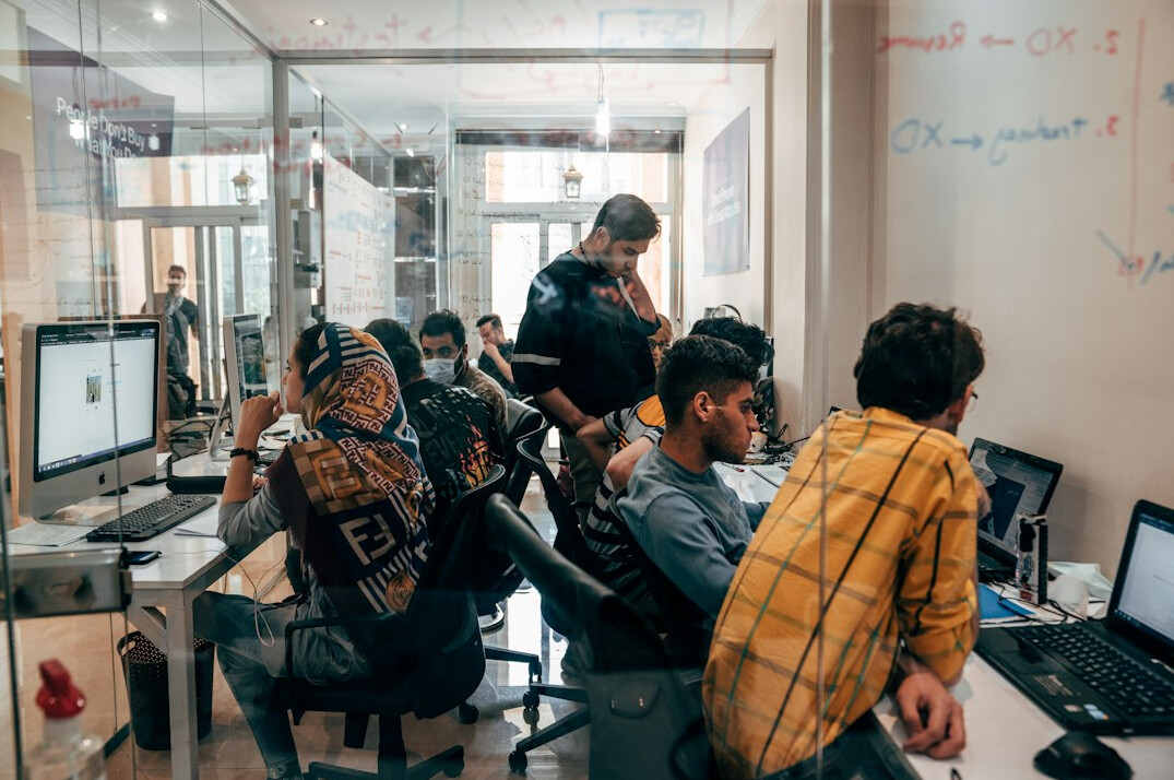 team of programmers in office